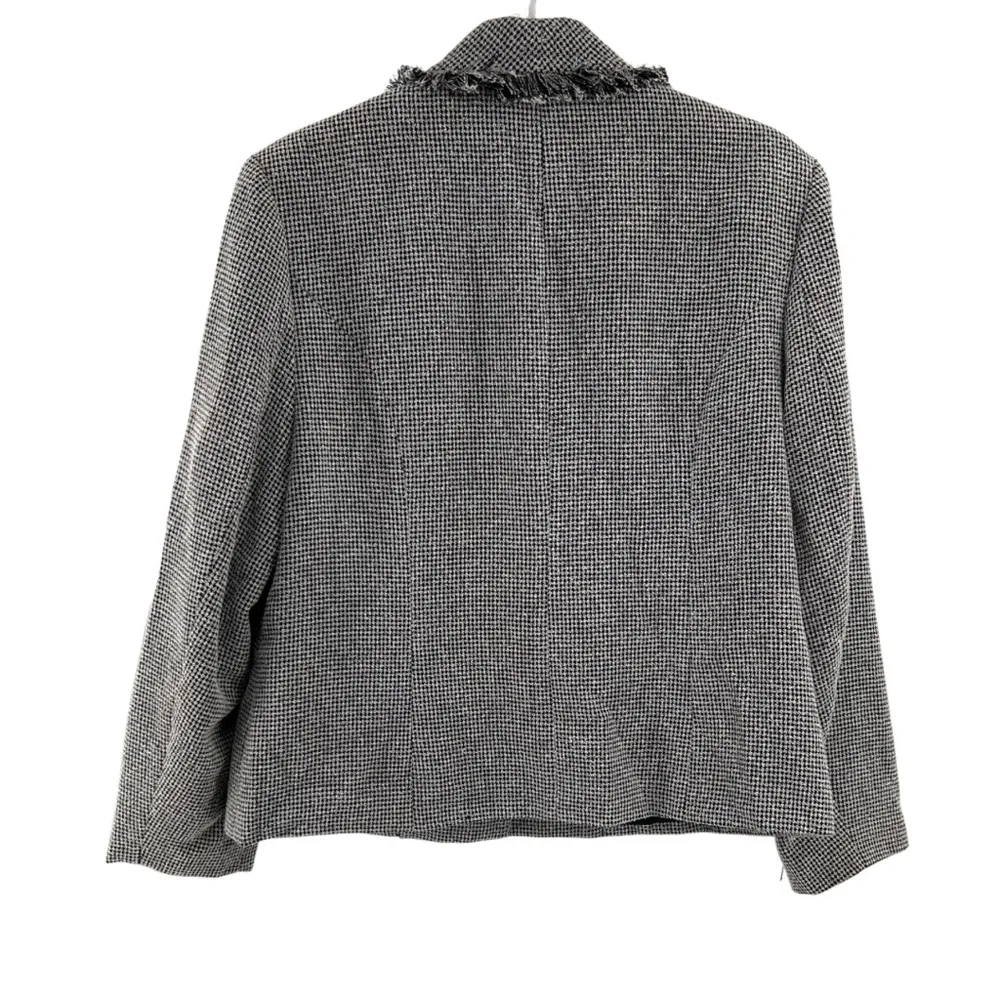 CJ Banks X 14W black white houndstooth button front jacket fringe eyelash office - Image 2