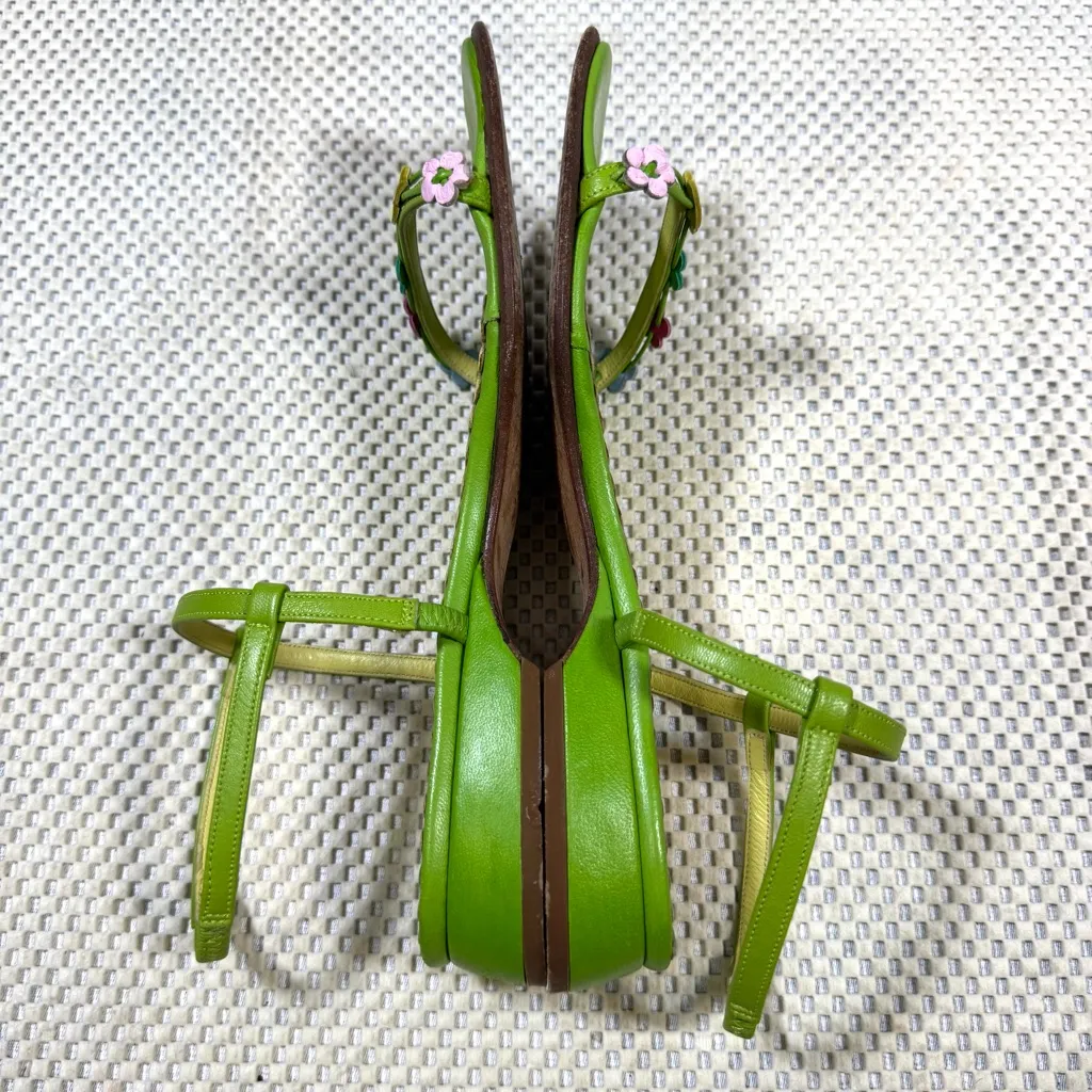 Lilly Pulitzer Punch Lime Lea Strappy Flower Flat Sling Sandal Size 7 - Image 8