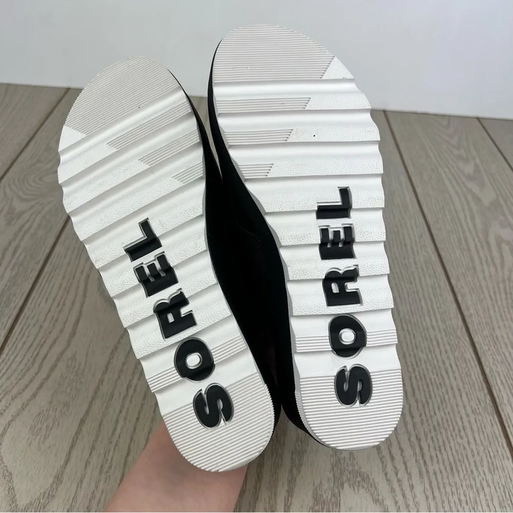 Sorel Women's Cameron Flatform Mule Sandals US9.5 Black & Sea Salt $125 - Image 8