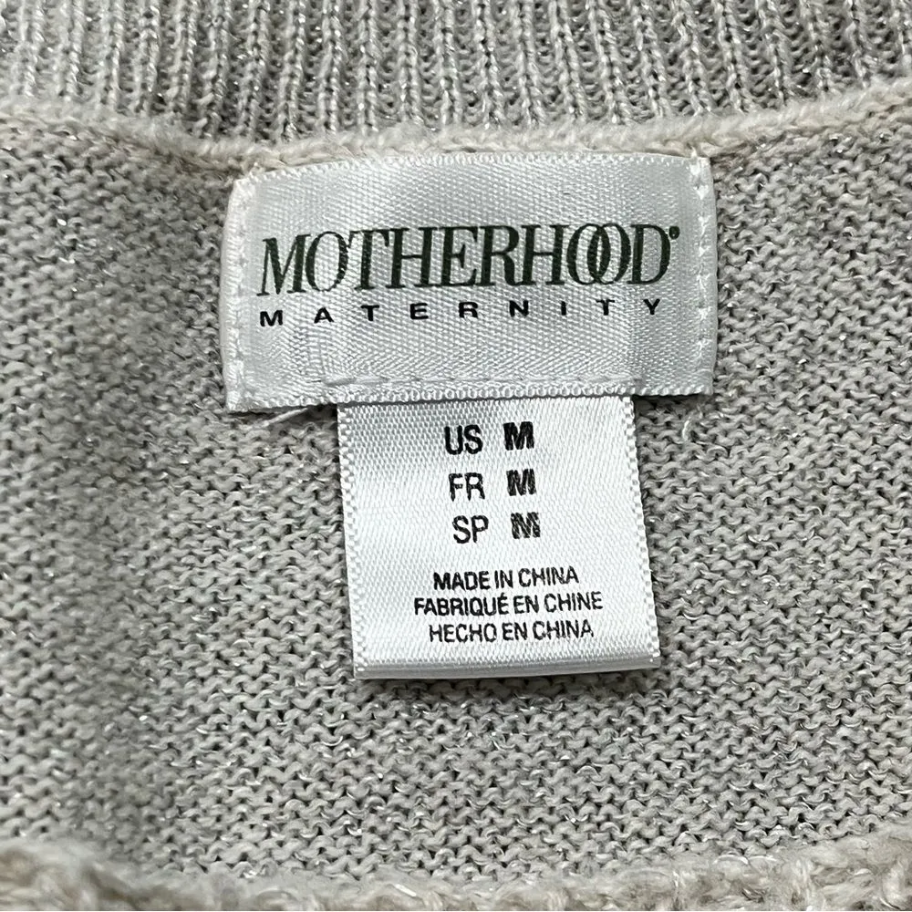 Motherhood Maternity Metallic Beige 3/4 Sleeve Sweater Size Medium - Image 4
