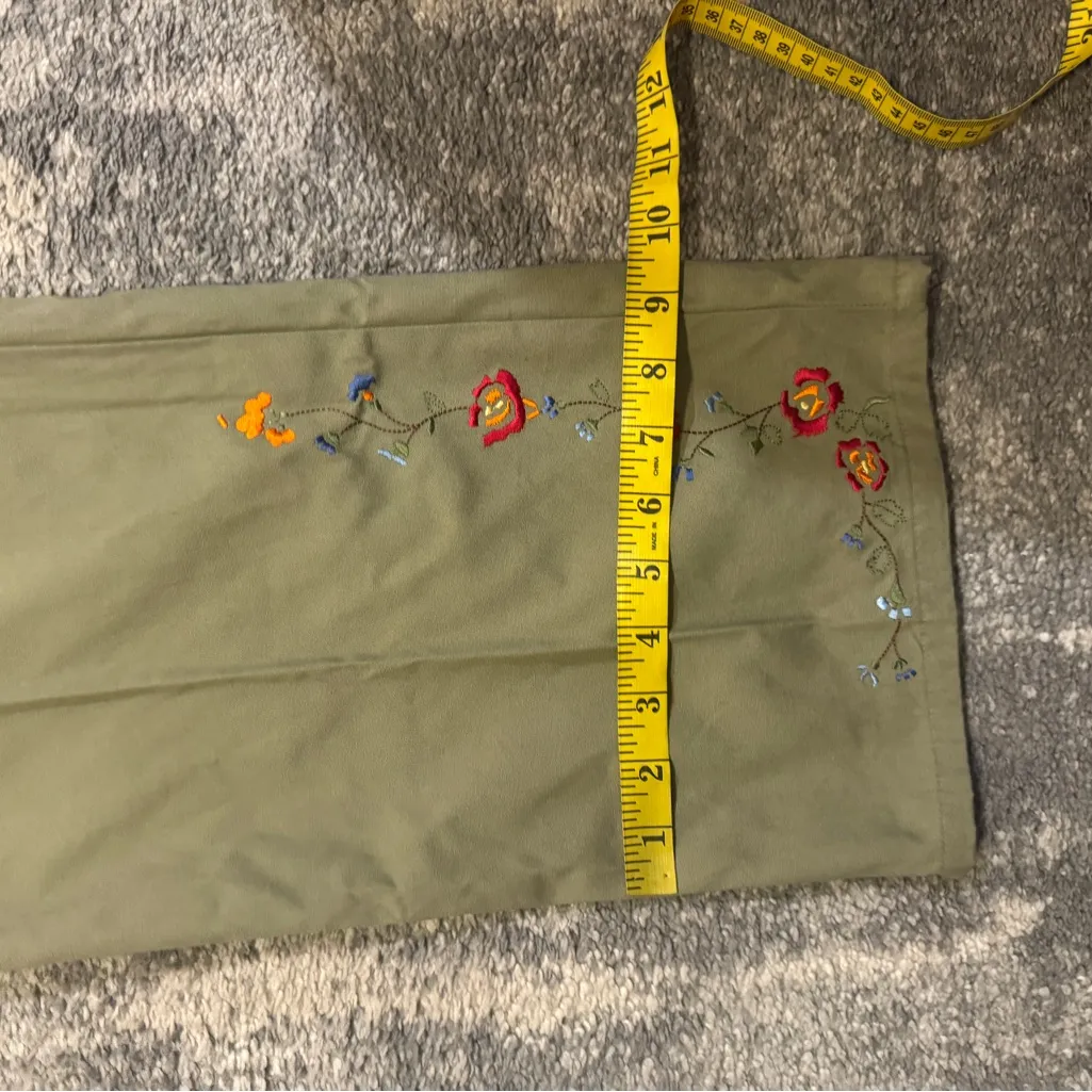 White Stag Olive Green Chinos with Floral Embroidery - Image 7