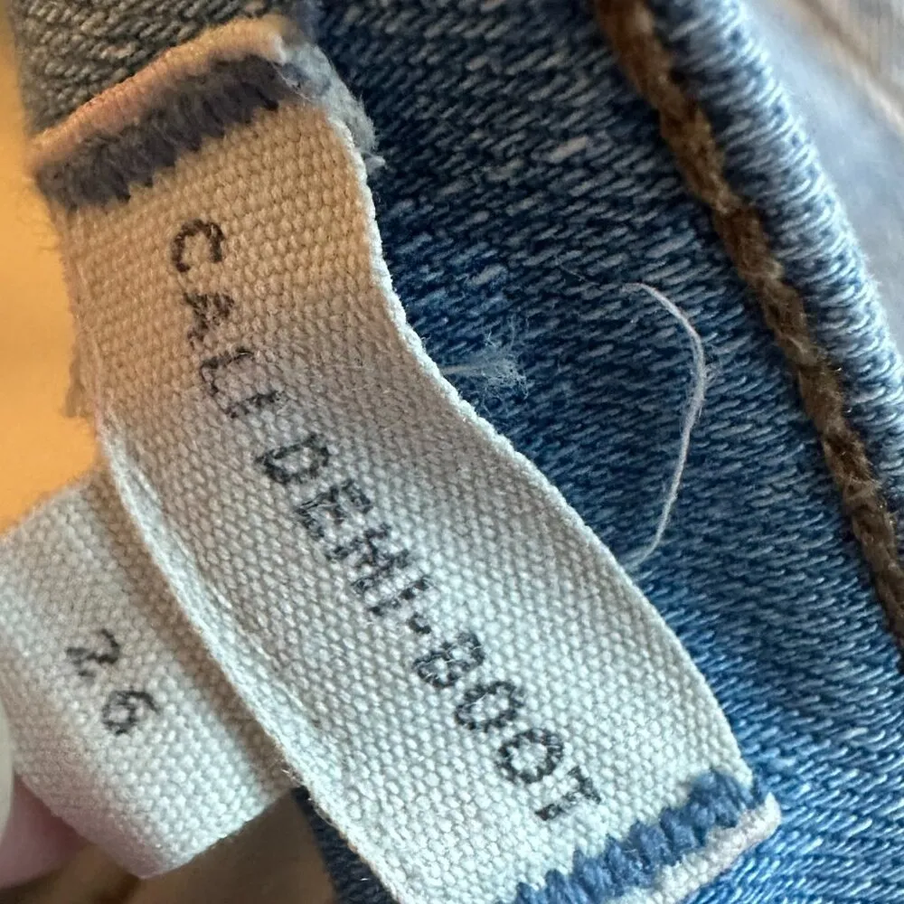 Madewell Cai Demi-Boot Cut Jeans Pants Light Wash High Low Raw Hem Size 26 Women - Image 13