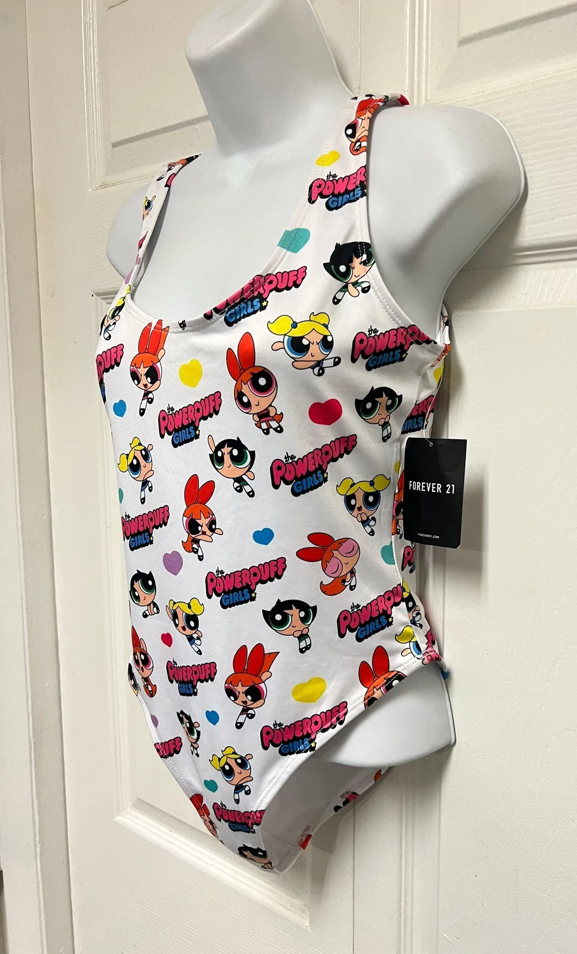 Forever 21 Cartoon Network Powerpuff Girls One Piece Swimsuit White Size M - Image 3