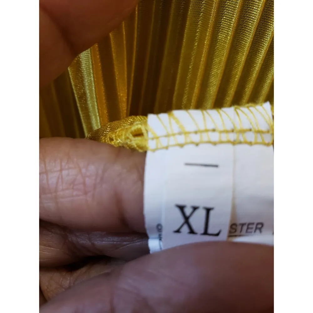 Yellow Pleated Lounge Set XL Button Top Wide Leg Pants 2 - Image 9