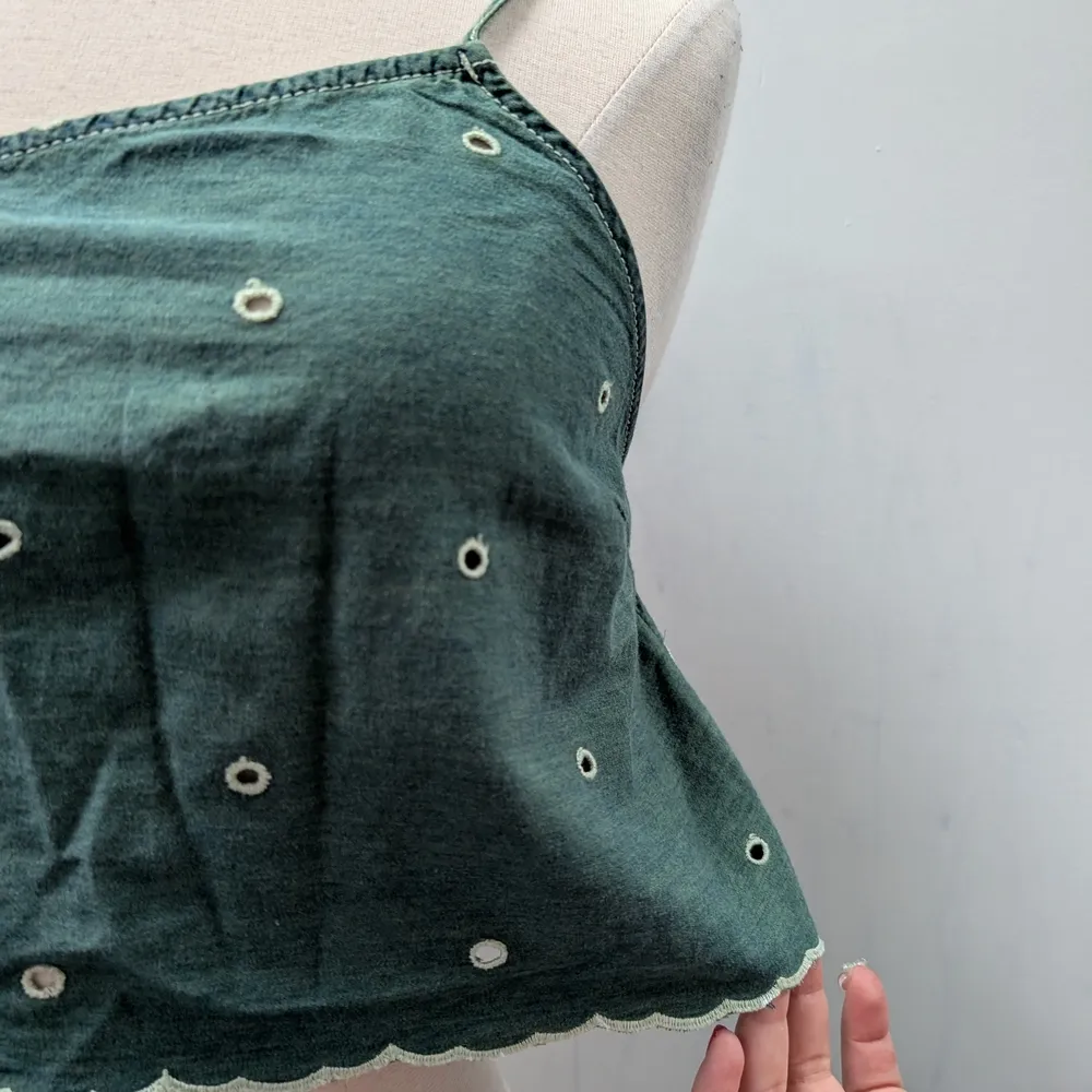 ZARA NWOT Embroidered crop top green 3798/004 Boho Size M - Image 8
