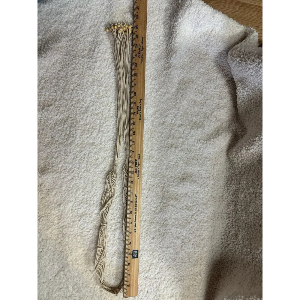 Vintage Boho Hippie Macrame Rope Tie Belt One Size Beige - Image 4