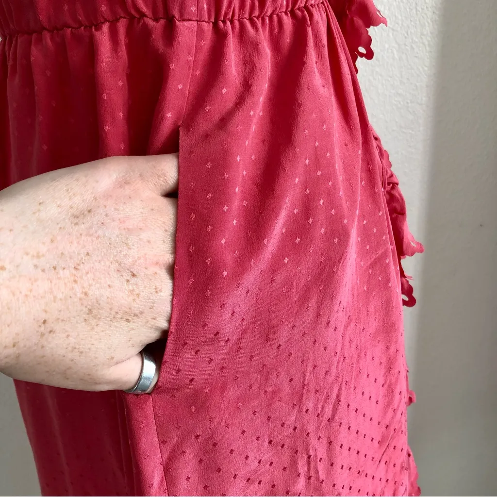 Rebecca Taylor Size 2 Silk Raspberry Pink Polka Dot Ruffle Dress Coquette Spring - Image 5