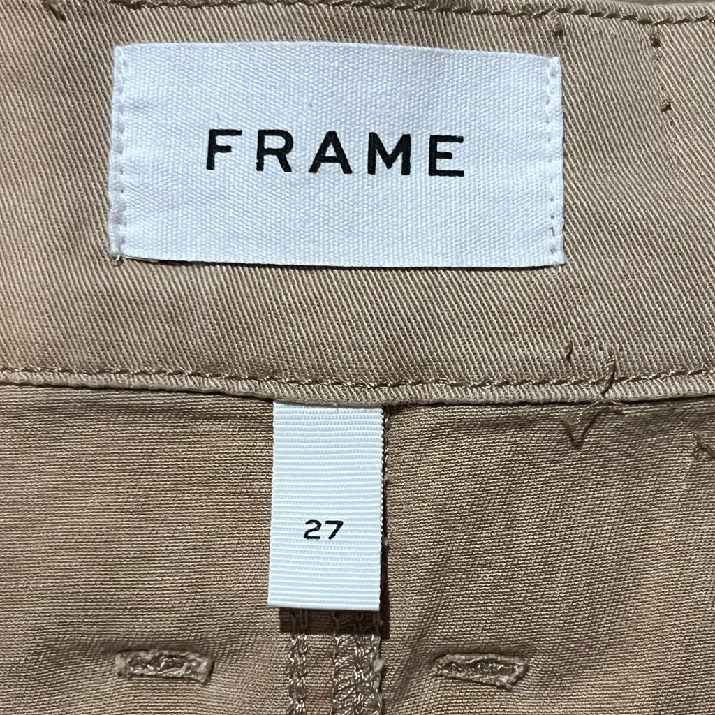 FRAME Paperbag High-Rise Raw‎ Hem Stretch Cotton Mini Skirt Cargo Multi Size 27 - Image 15