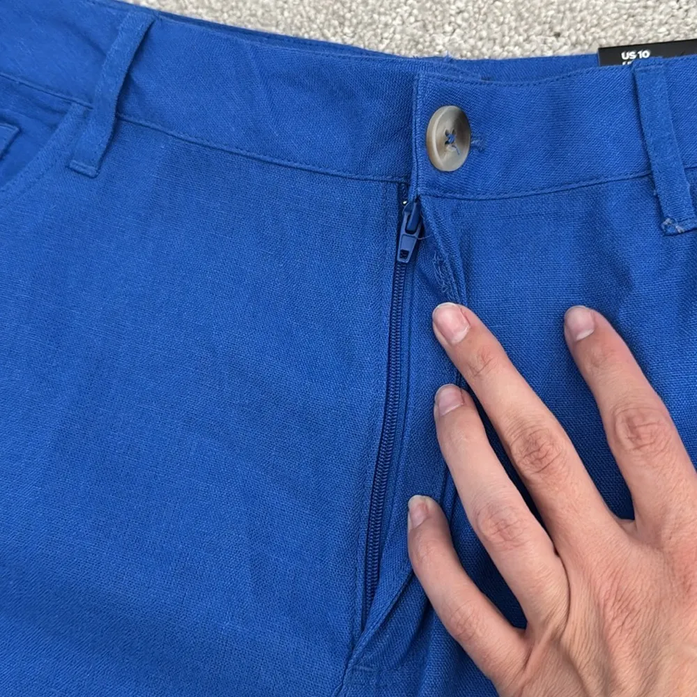 NEW NWT Jones New York “Lexington“ Royal blue Linen blend High Rise Wide Leg - Image 4