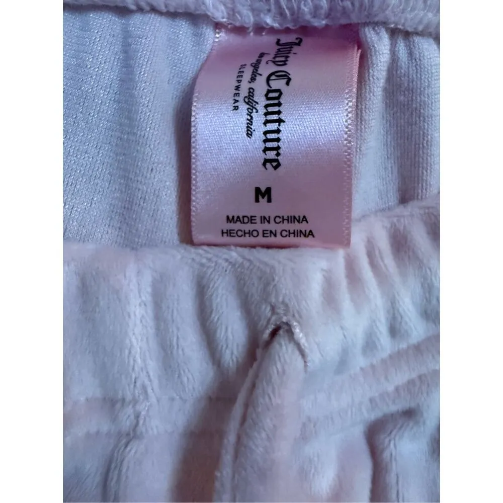 Juicy Couture Womens Light Pink Velour sleep-ware Lounge Pants Sequin “Juicy” Sz - Image 3