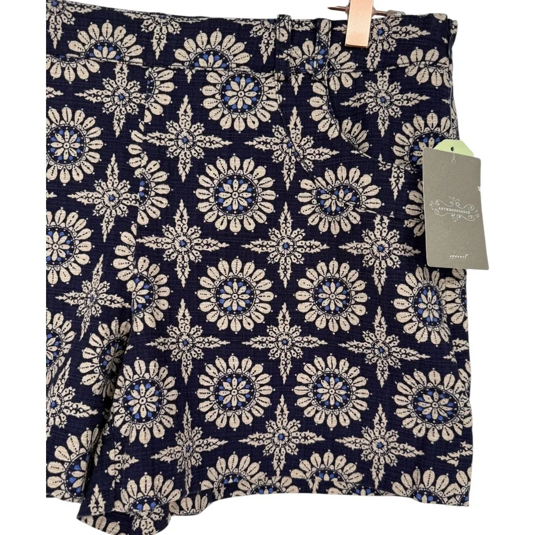NWT Anthropologie Elevenses Floral Medallion Print Shorts Navy Size 8‎ Preppy - Image 7