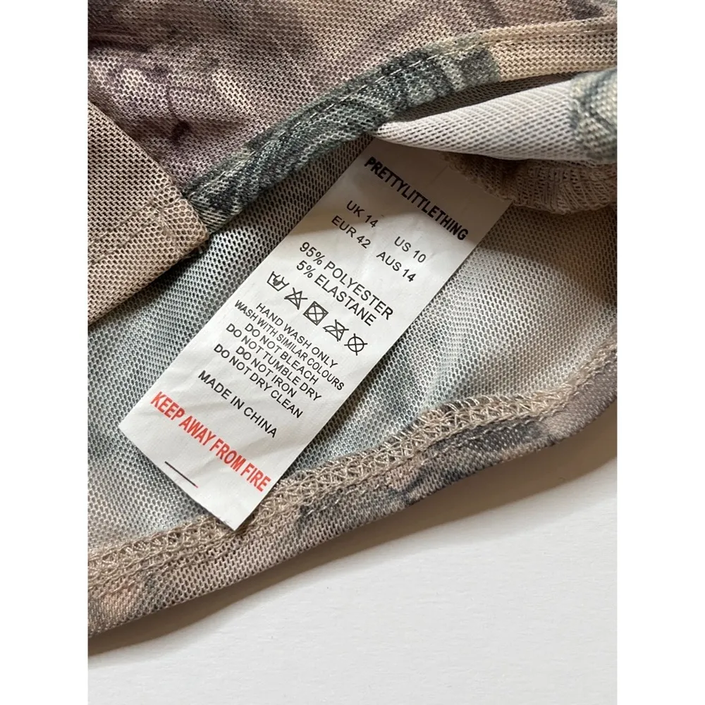 PrettyLittleThing Stone Renaissance Print Mesh Square Neck Dip Hem Corse… - Image 12