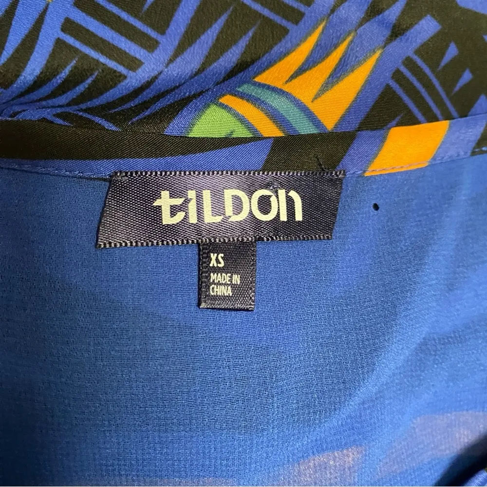 TILDON women’s XS Blue Abstract Geo Print Short Sleeve Dress Size L - Image 5