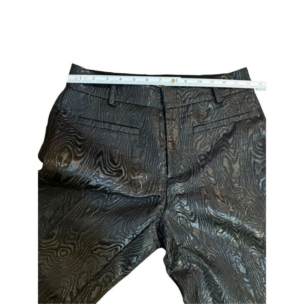 Anthropologie The Essential Slim Straight Pants Womens Sz 4 Black Motif Textured - Image 8