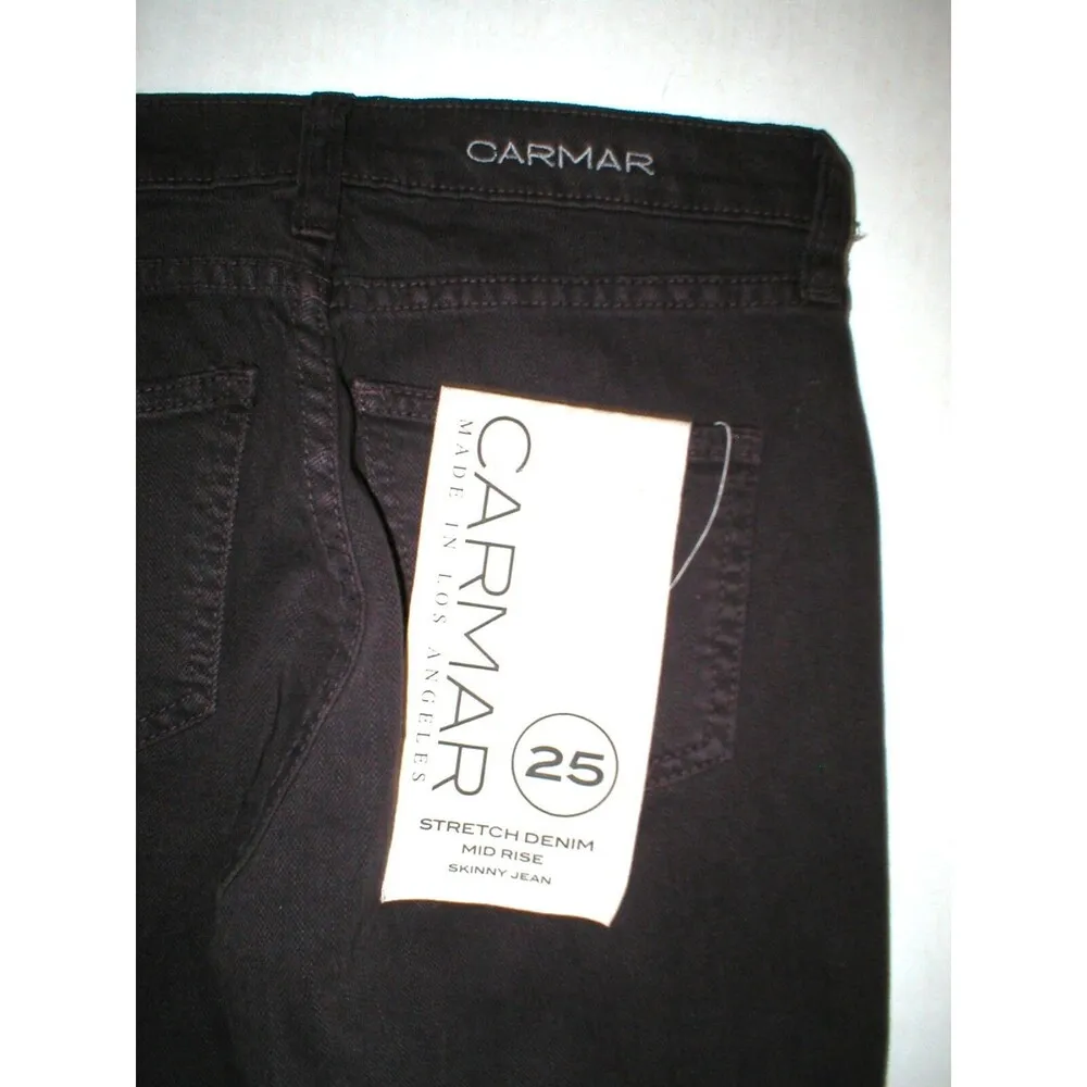 New NWT $216 Designer Carmar Skinny Destroyed Knee Brown Jeans Womens 25 USA - Image 6