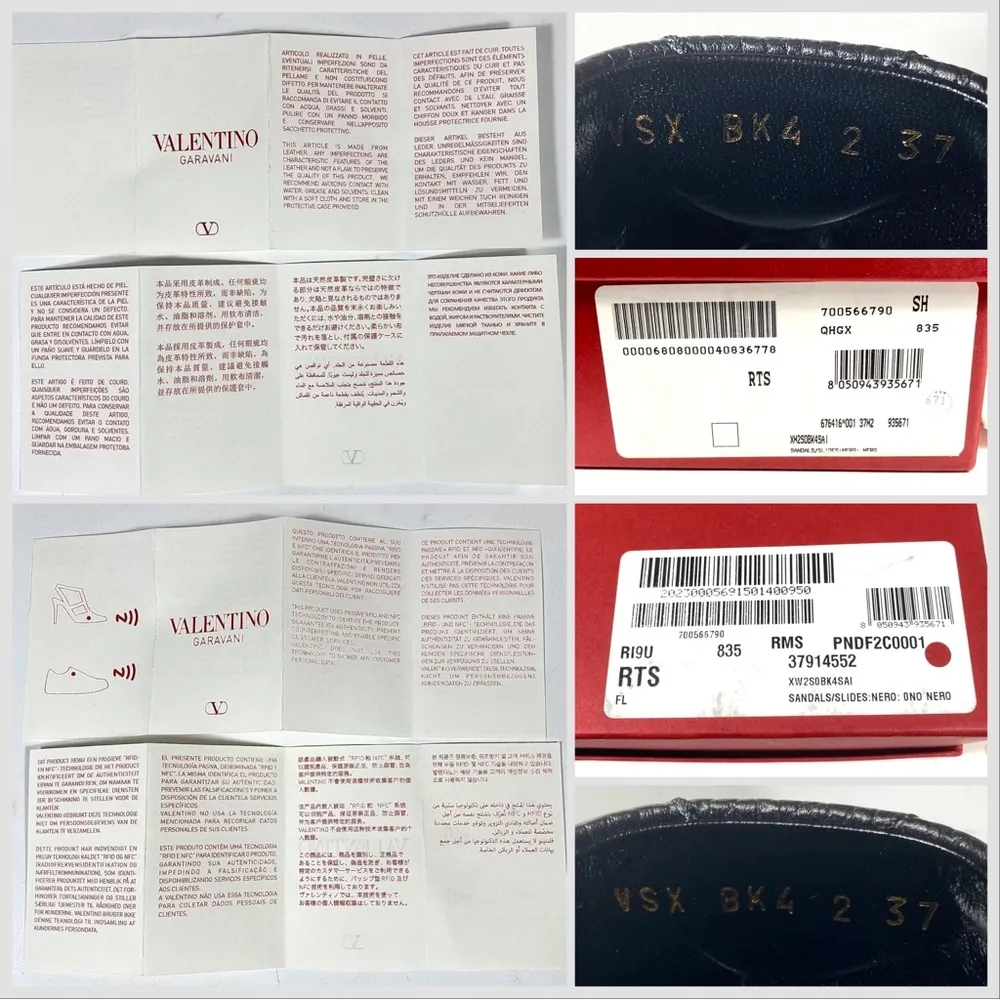 Valentino Garavani Roman Stud Matelasse Slide Sandals Black 37 NEW - Image 16