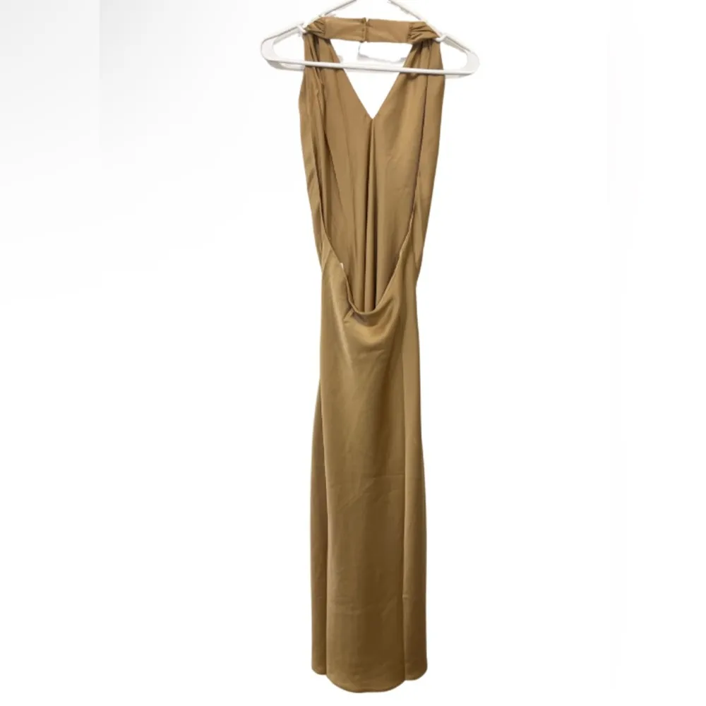 Show Me Your Mumu Mid Jasmine Halter Open Back Satin Dress Small - Image 3