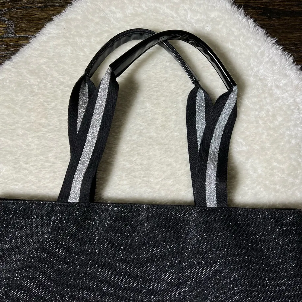 Victoria’s Secret Black and Silver Glitter Tote Bag - Image 7