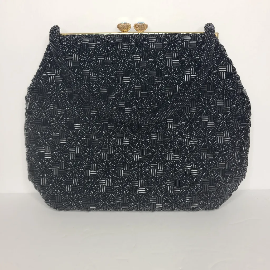 Source Unknown Black Beaded‎ Evening Bag - Image 2