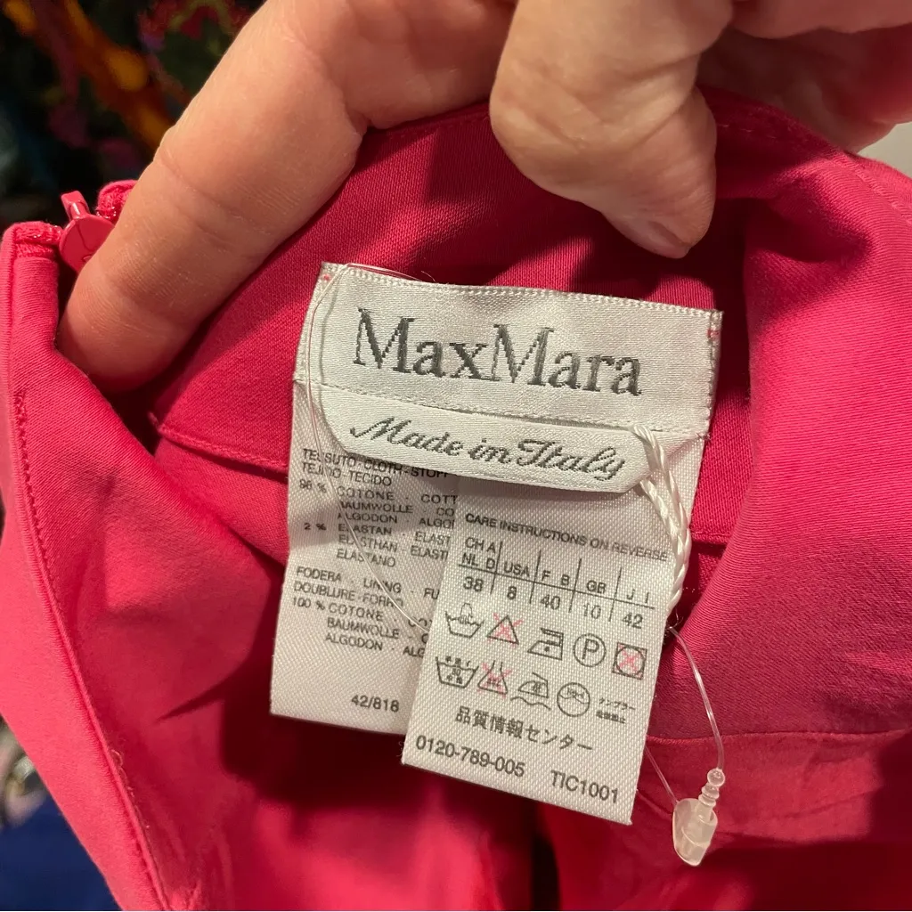 Beautiful MaxMara bublegum pink peek a boo halter luxury dress cotton open back - Image 12