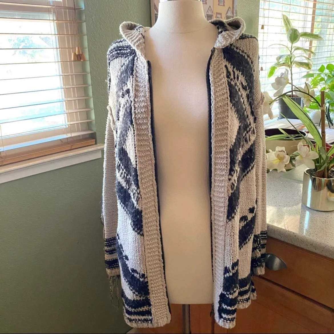 Fringe Zip Up Sweater - Image 2