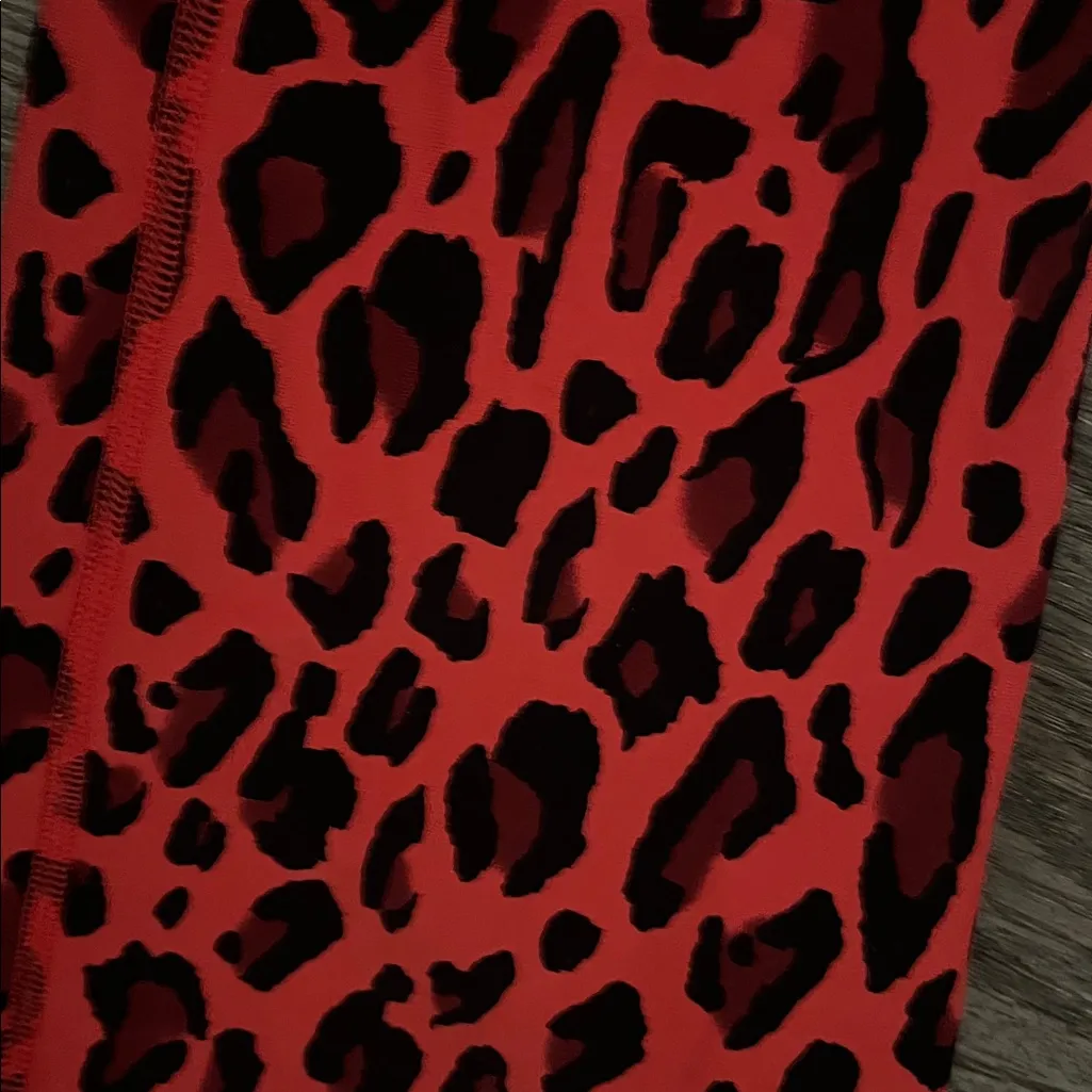MICHI High Rise Red & Black Leopard Animal Print Verve Leggings Medium - Image 12