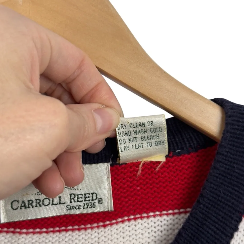 Carroll Reed Women's M Nautical Knit Cardigan Button Up Cotton Colorful 90's Black Size M - Image 5