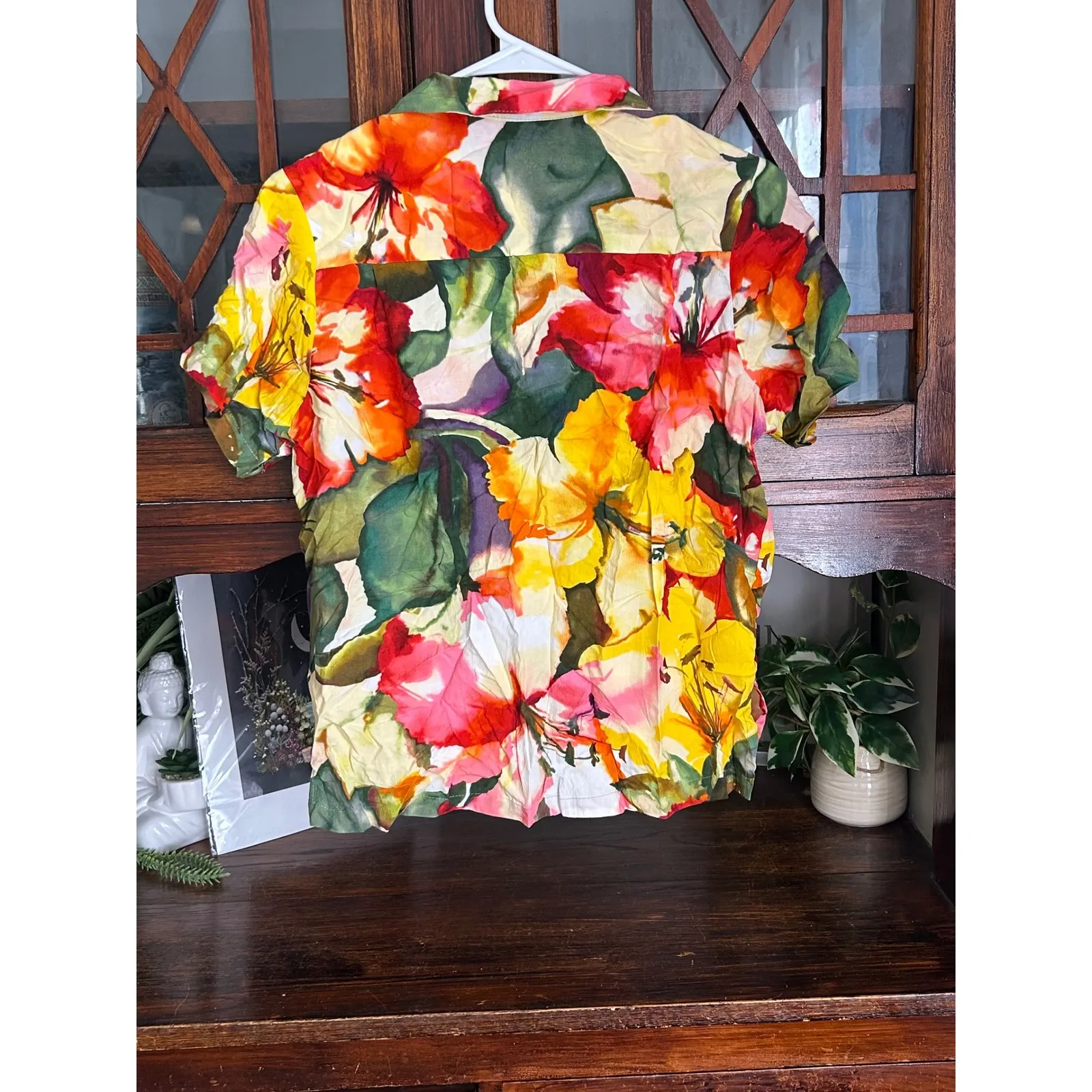 Jams World Size Small Floral Print Short Sleeve Button Down Shirt Hawaii - Image 2