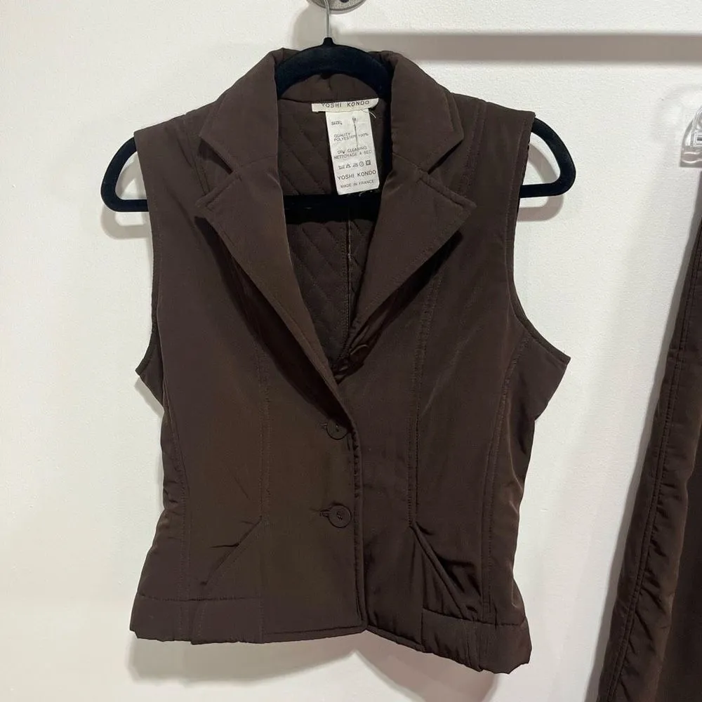 Designer Yoshi Kondo Two Piece Vest and Skirt Women’s Size Medium Brown - Image 3