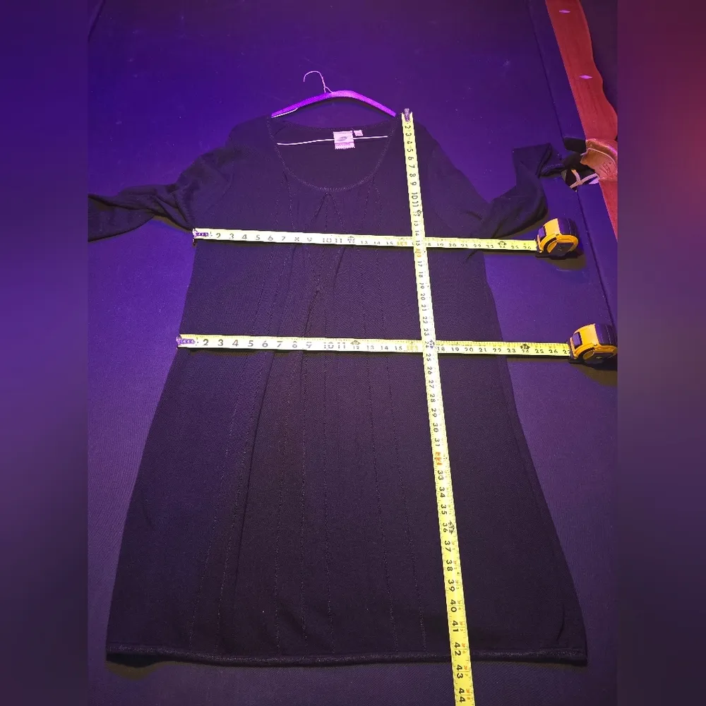 Nature Women's Solid Black Cotton Scoop Neck Long Sleeve Knee Length Dress XL - Image 10