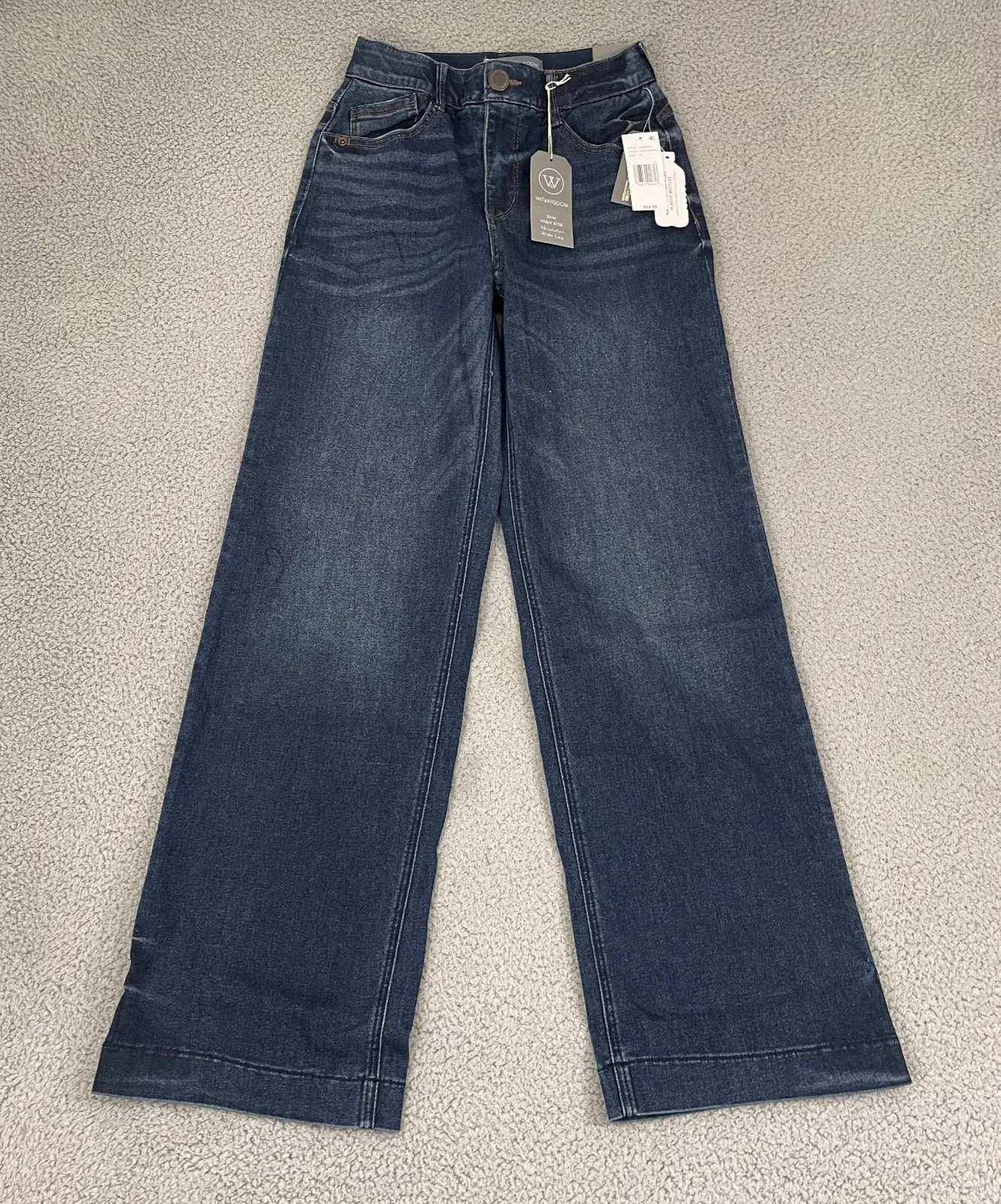 Wit & Wisdom Sam High Rise Jeans Women 0 Dark Wash Absolution Wide Leg NWT Blue - Image 1