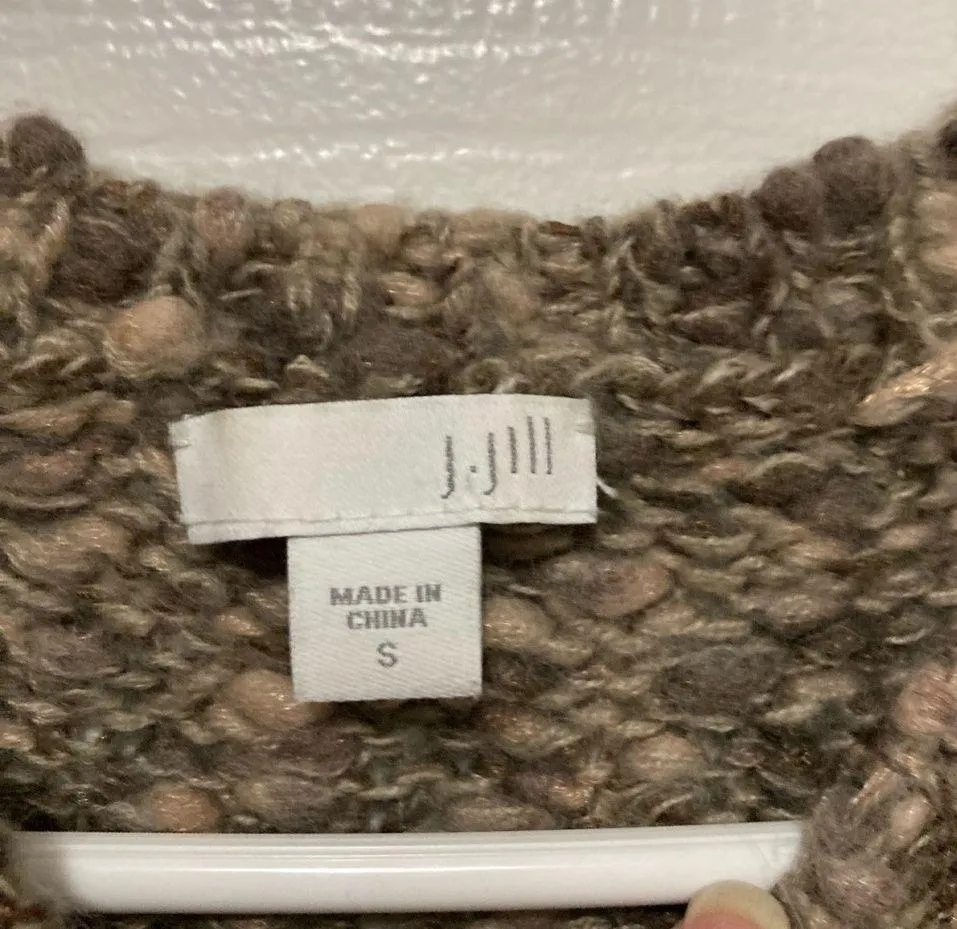 J. Jill Brown Multicolor Popcorn Knit Wool Blend Long Sleeve Sweater - Image 2
