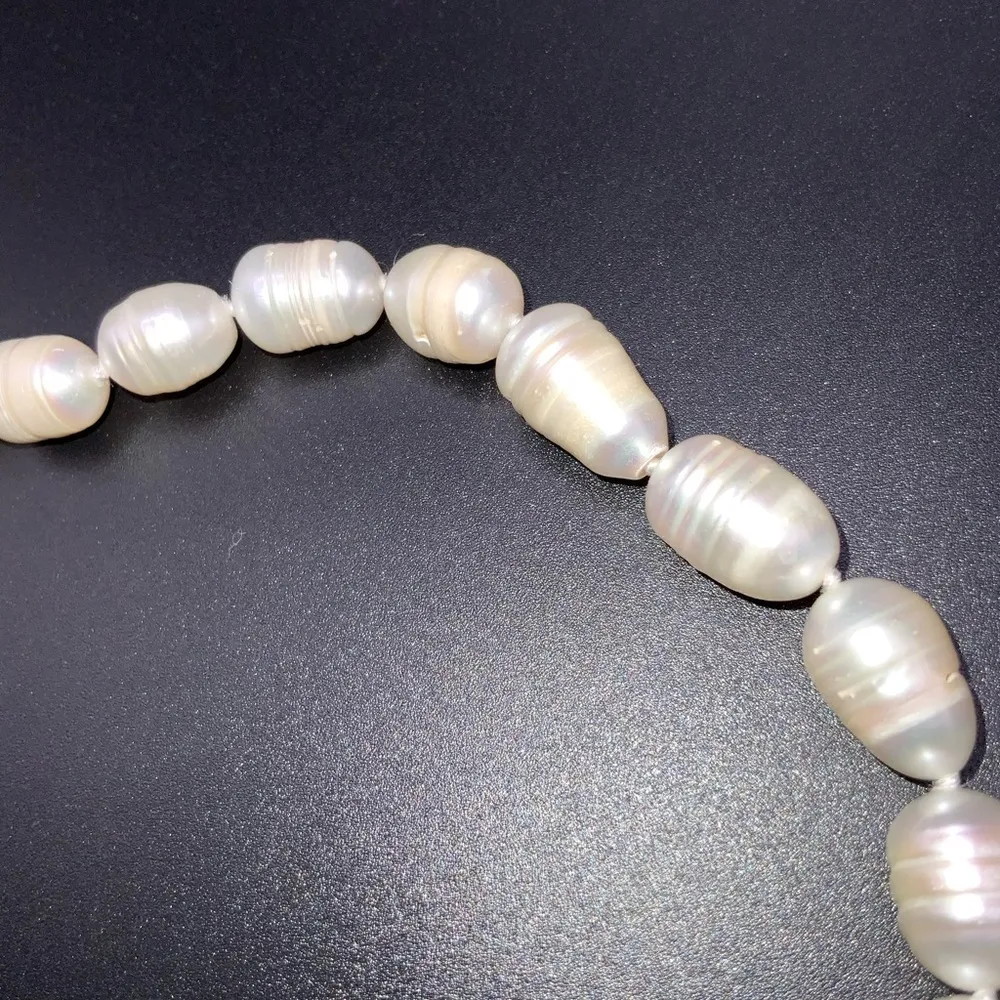 Baroque Japanese Pearl 12X14mm 18 Inches With Silver Rose Clasp Necklace Chocker - Image 11