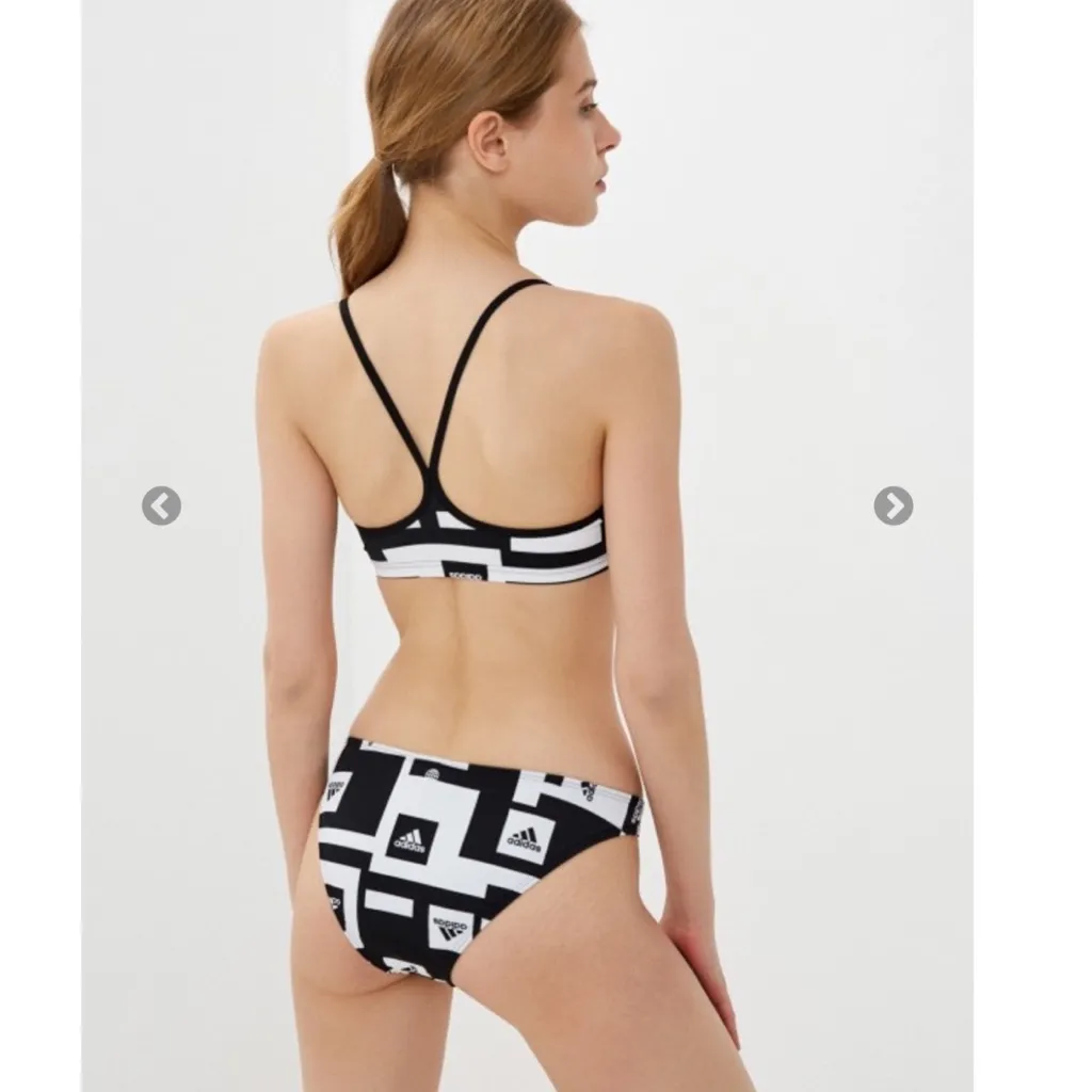 NWT ADIDAS LOGO SPELL OUT GRAPHIC BIKINI TOP BOTTOM SWIMWEAR 2 PCS - Image 7