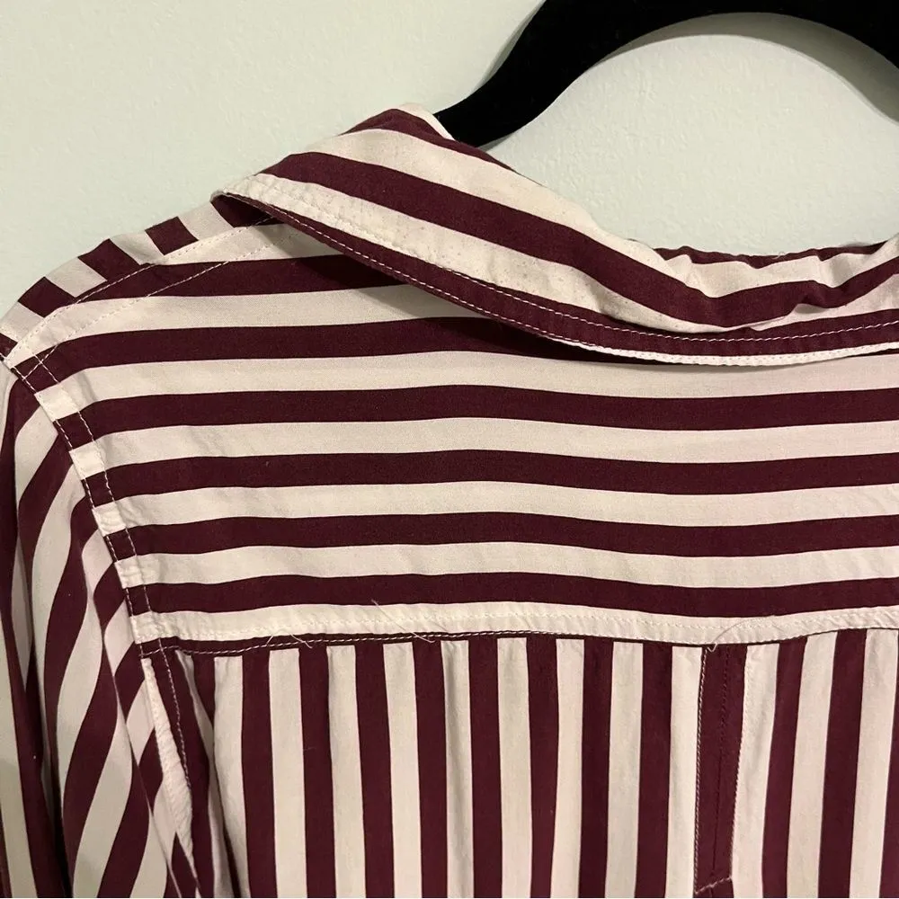 Velvet Heart Rayon Striped Button Down Blouse, Soft Rose & White, Size M - Image 14