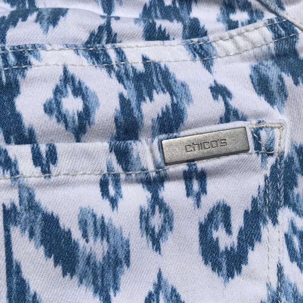 Chico’s So Slimming Blue/White Ikat Jeans - Image 2