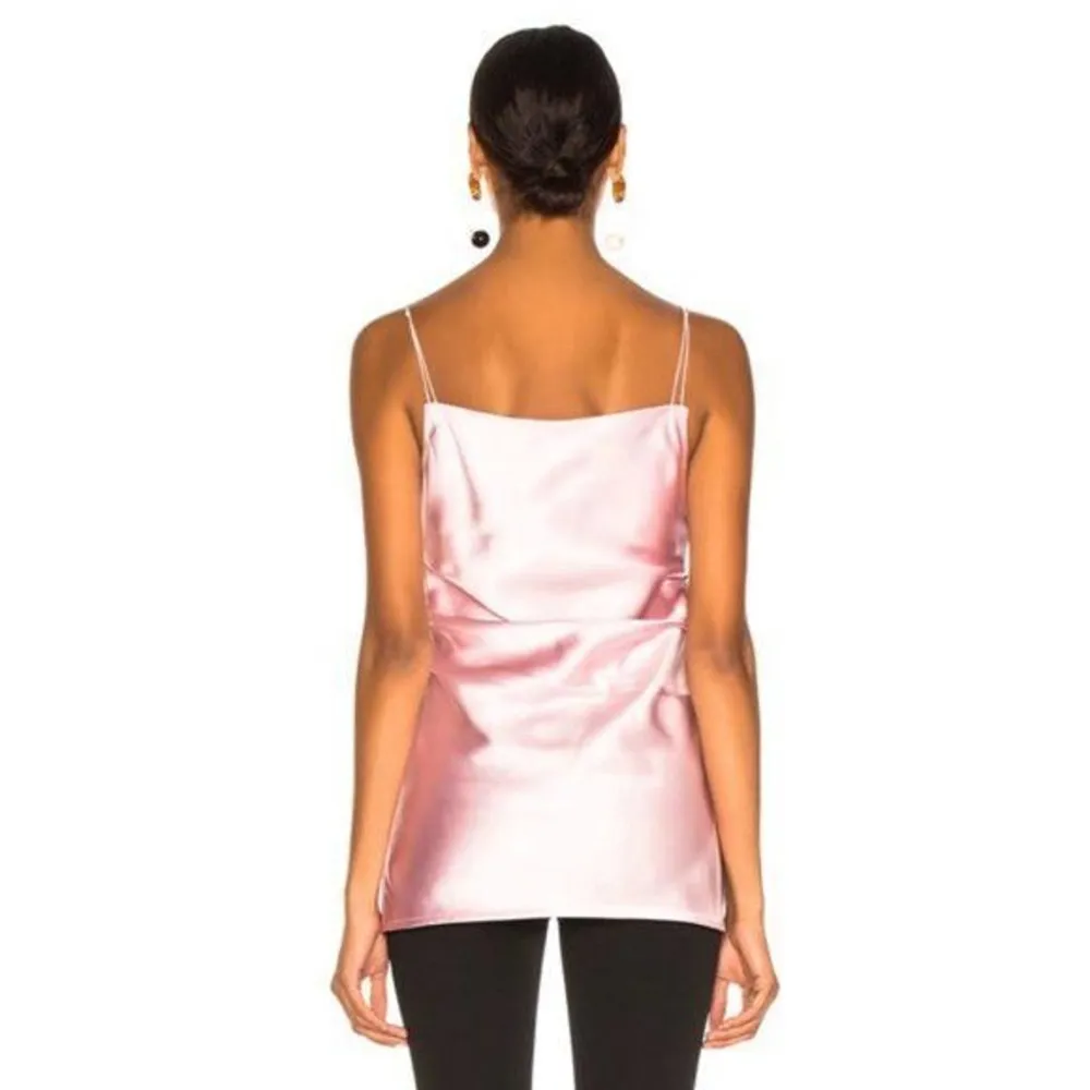 HELMUT LANG Front Drape Satin Top Rose Quartz Size‎ 2 NWOT - Image 5
