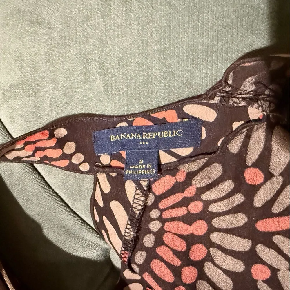 Banana Republic Midi Dress - Size 2 - Brown and Orange Geometric Print - Image 6