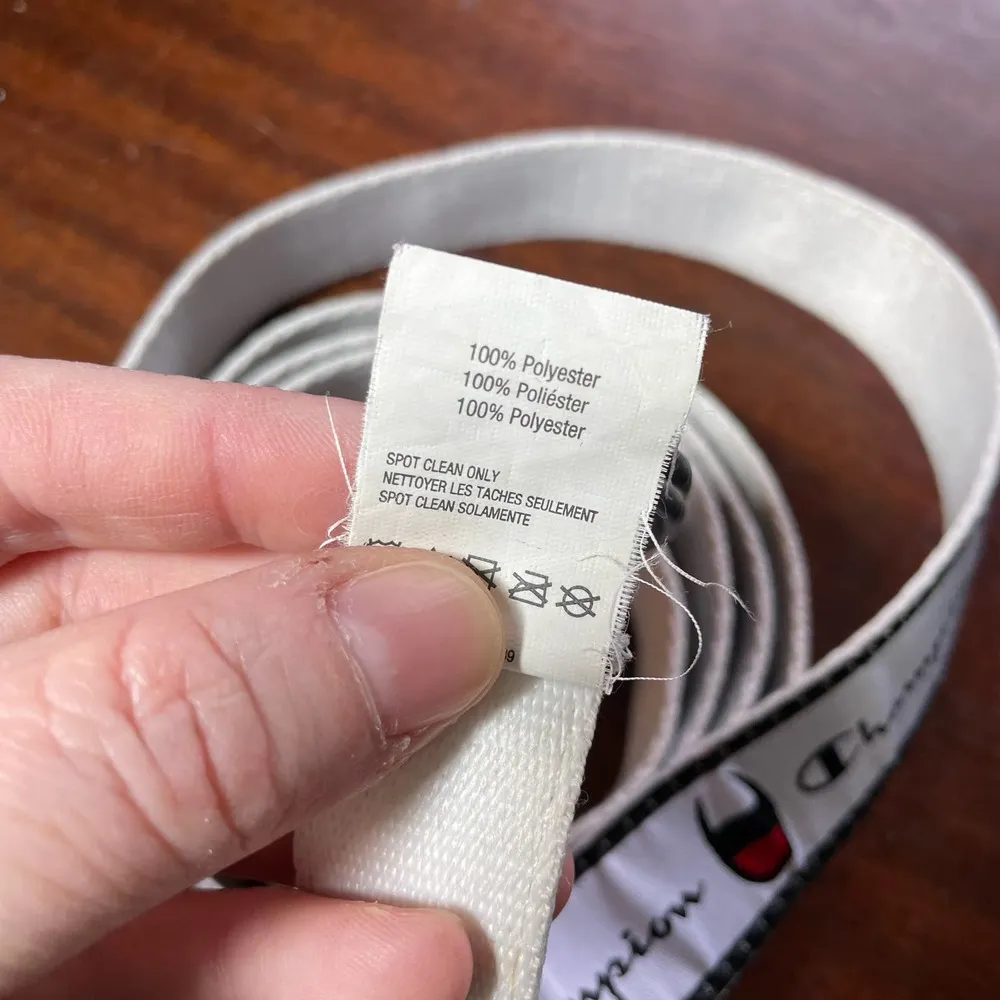 Champion White Cadet Repeating Logo D-Ring Skinny Belt - One Size - Extra Long - Image 4