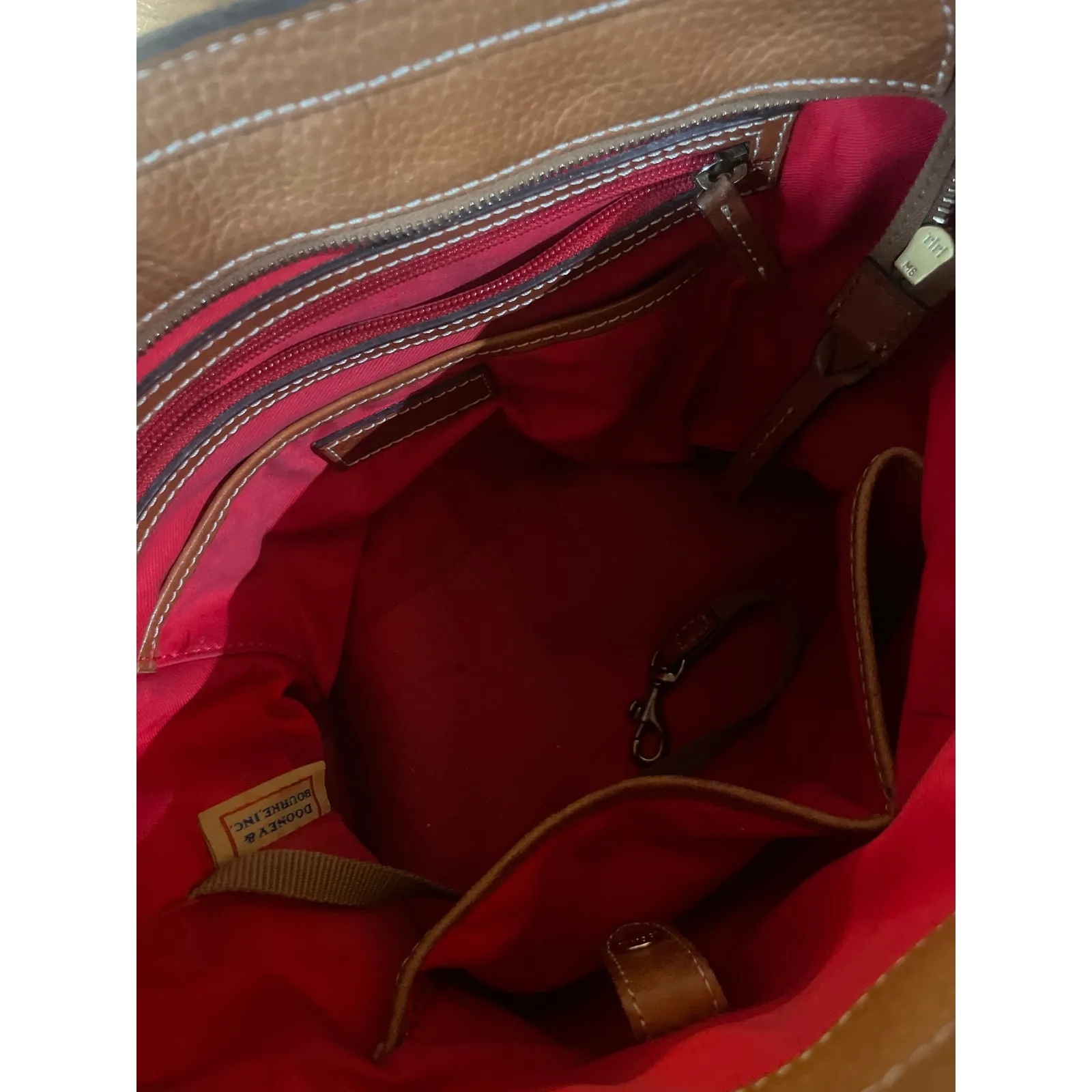 DOONEY & BOURKE Small Pebble Lexington Shopper Tote Purse Bag Caramel Leather - Image 7