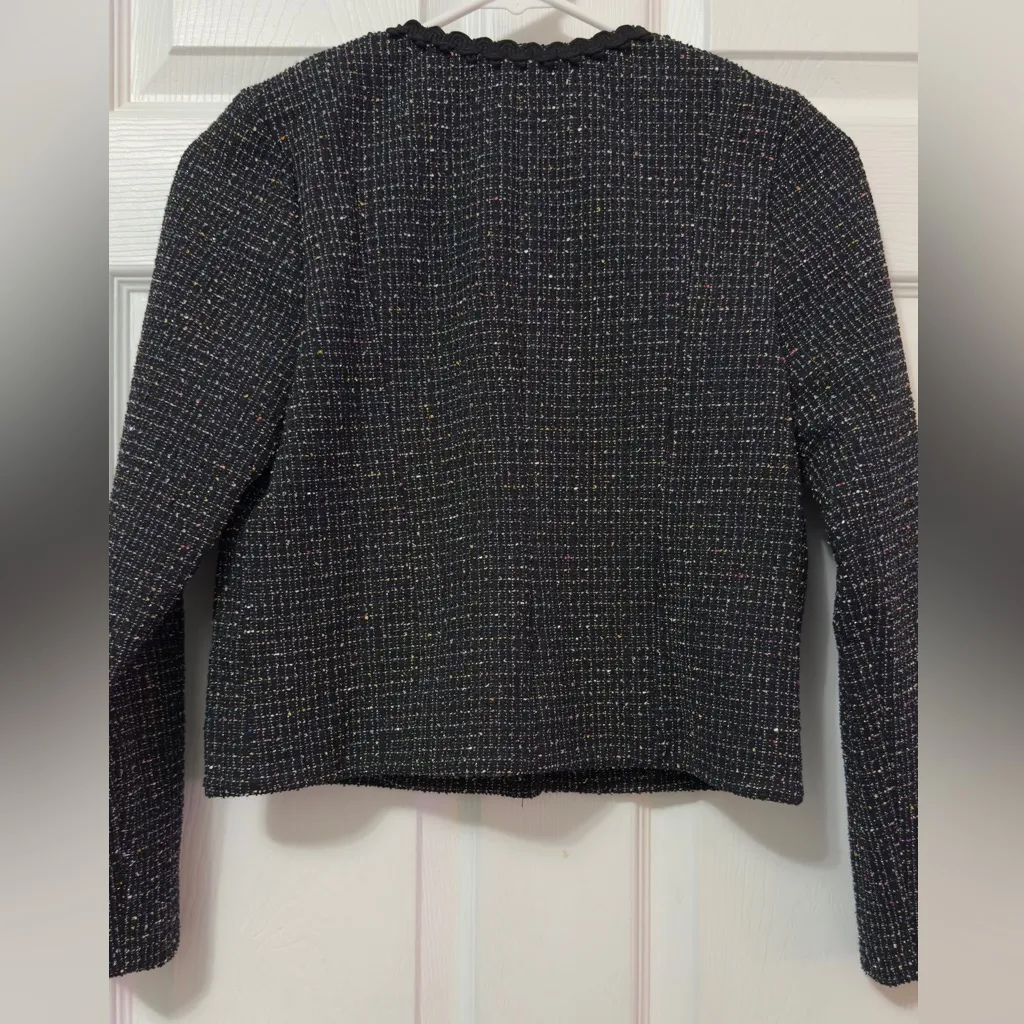 Seraphine Black Tweed Jacket with Gold Buttons Size 2 - Image 7