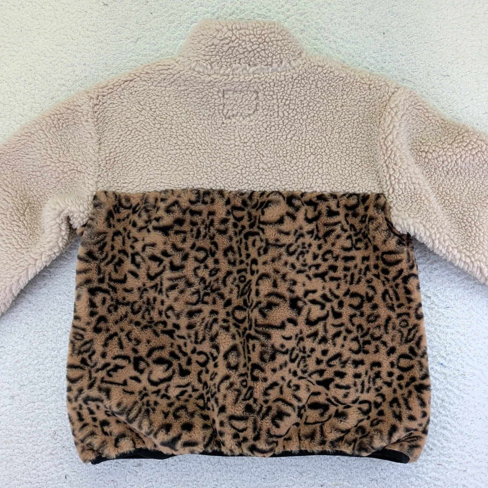 Rails Saga Cream Leopard Mix Fleece Pullover Jacket Womens Small - Image 8