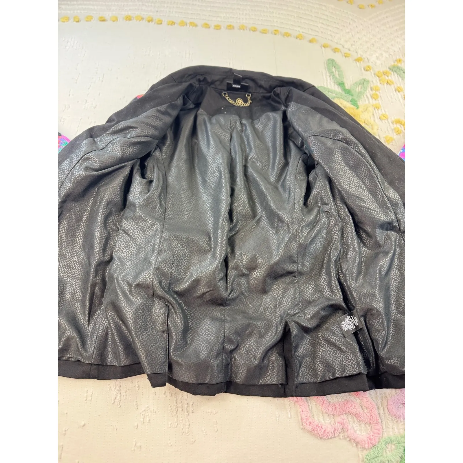 Nicole Miller Colorful Floral Blazer XS Black Tropical Print Party Jacket - Image 9