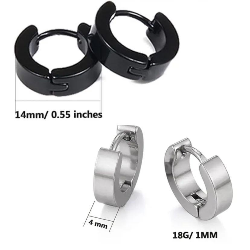 Turquoise Stainless Steel Huggie Hoop Earrings – 8mm Unisex Sleeper Style Blue - Image 5