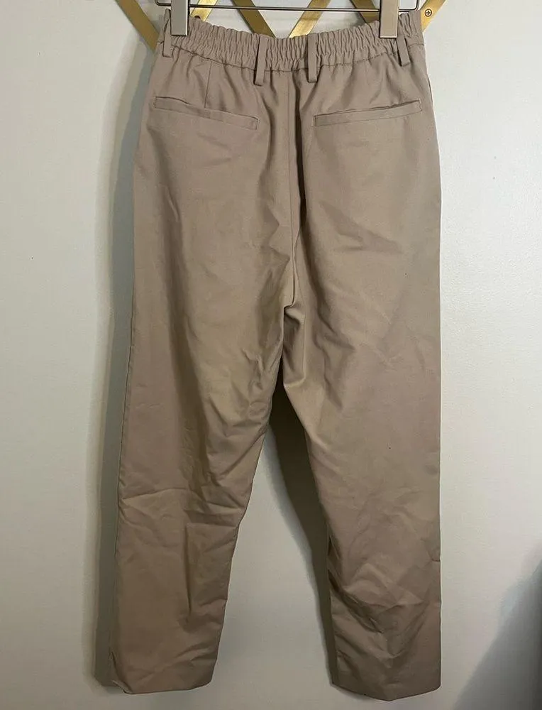 Zara Baggy Tan Straight Leg Pants Small - Image 4