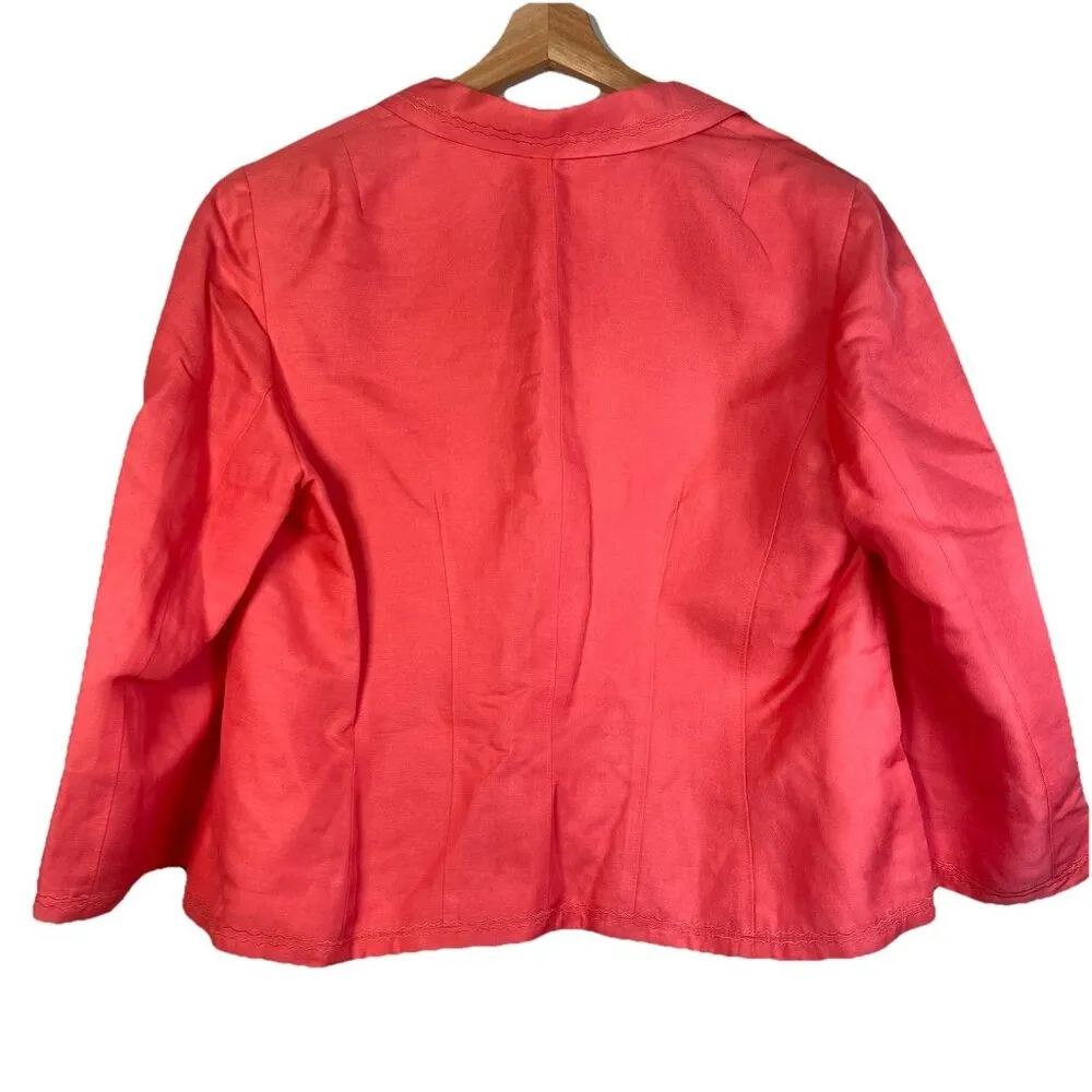 Sigrid Olsen Womens Linen Jacket Coral Pink Lined Blazer Size 16 Office Career - Image 5