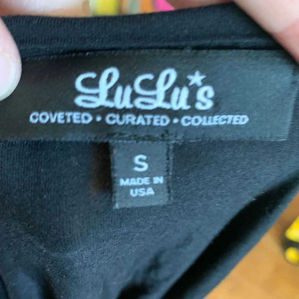 Lulu’s black grommet detail v-neck knit shirt sleeve gothic core dark academia S - Image 3