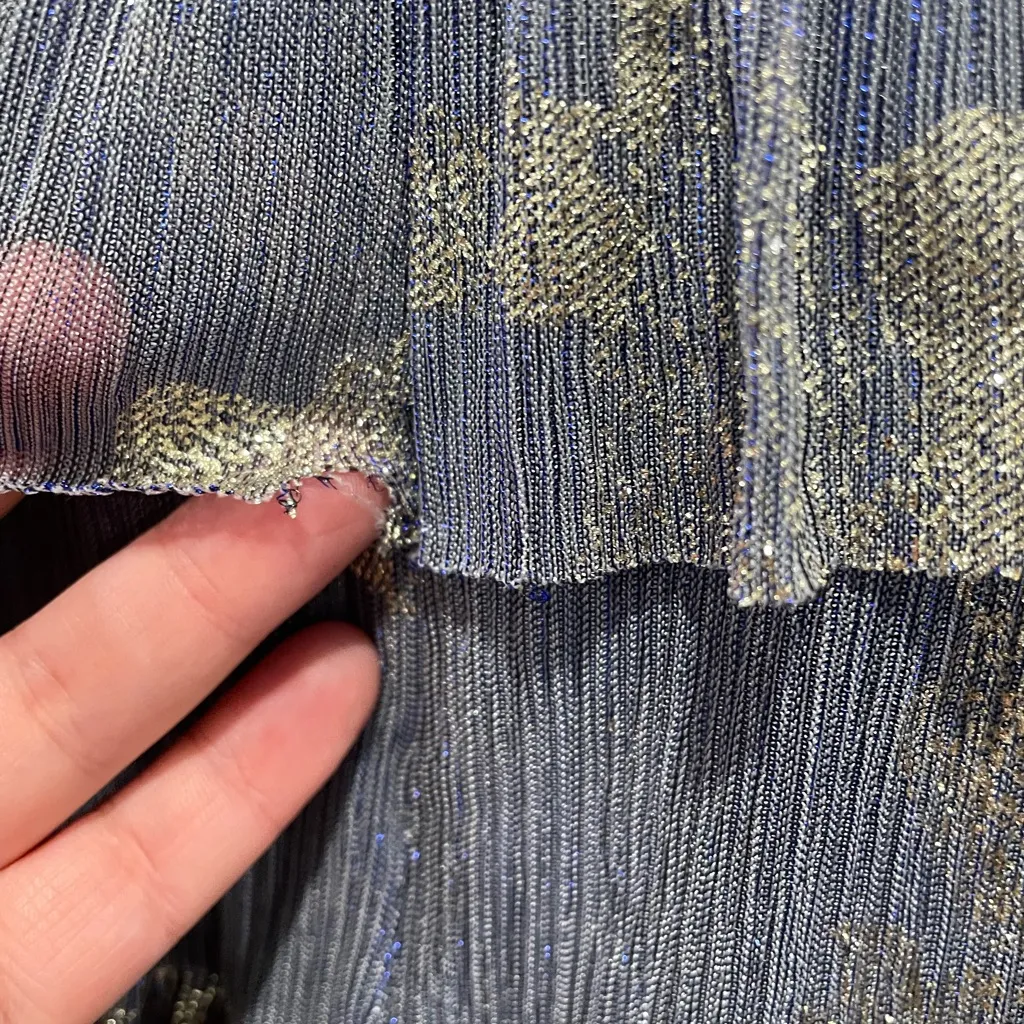 After Six Ruffle Tiered‎ Skirt Metallic Pleated Midi Dress Size XS - Image 10