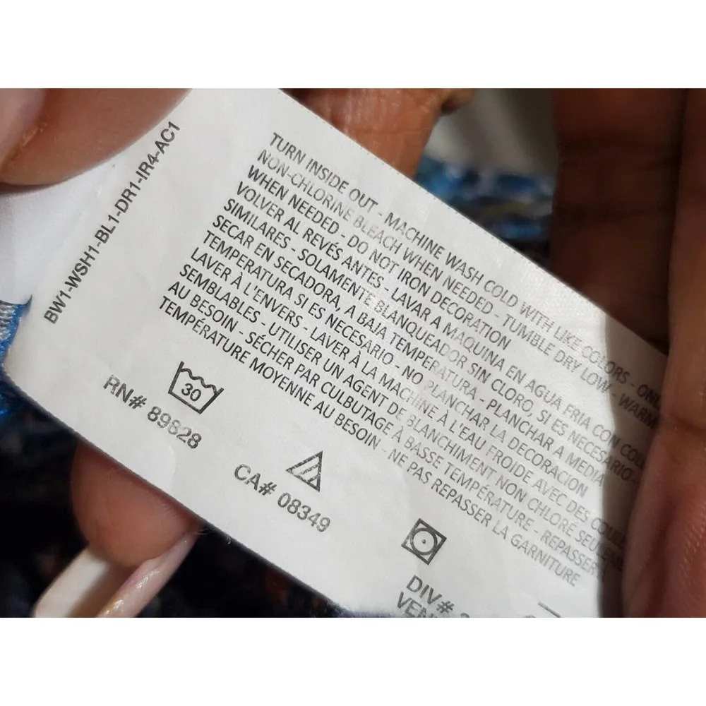 Erika Multicolor Flowy 100% Viscose Round Neck Long Sleeve Top Blouse Size 2X - Image 13