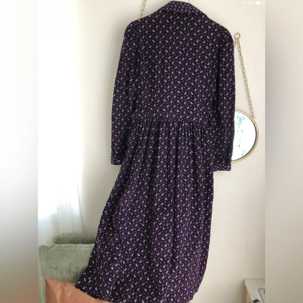 Vintage Laura Ashley Corduroy Purple Dress US 10 UK 12 Cottage - Image 4